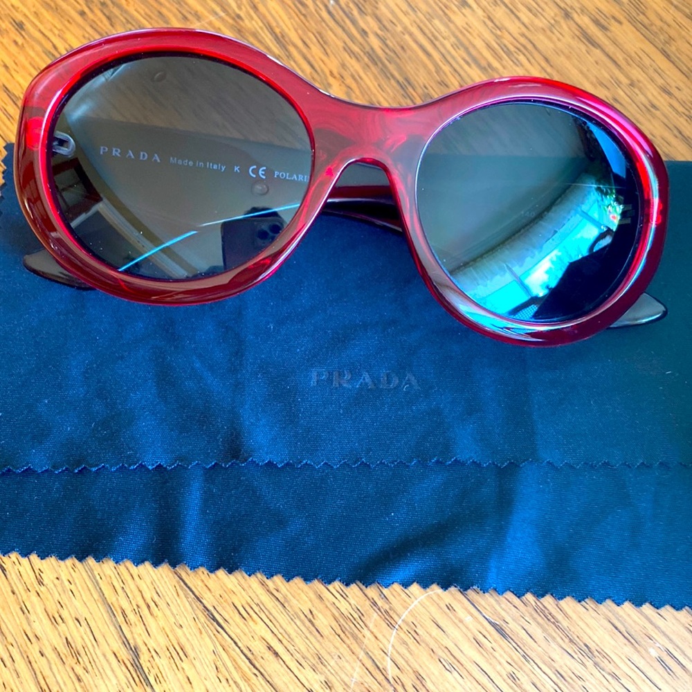Prada oversized Red sunglasses .Original box ,cleaning cloth,magnetic close case